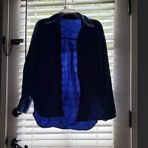 Zara Vibrant Blue Sheer Blouse